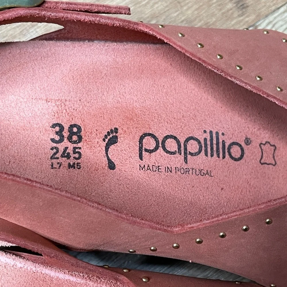 Birkenstock Papillio Samira Rivets Sandal Size 38 / US 7 Wedge Heel Earth Red